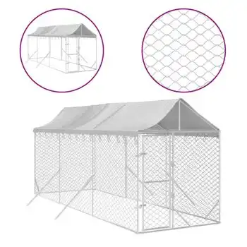 Perrera De Exterior Con Toldo Acero Galvanizado Plata 2x6x2,5 M Vidaxl