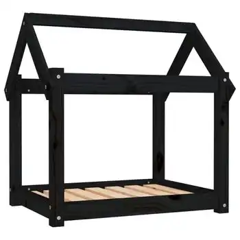 Cama Para Perros Madera Maciza De Pino Negro 71x55x70 Cm Vidaxl