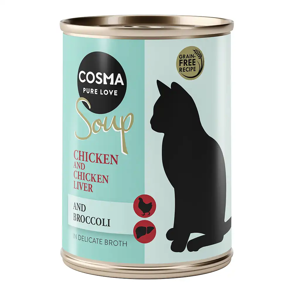 Cosma Soup sopa para gatos 6 x 100 g - Filete de pollo con hígado de pollo y brócoli