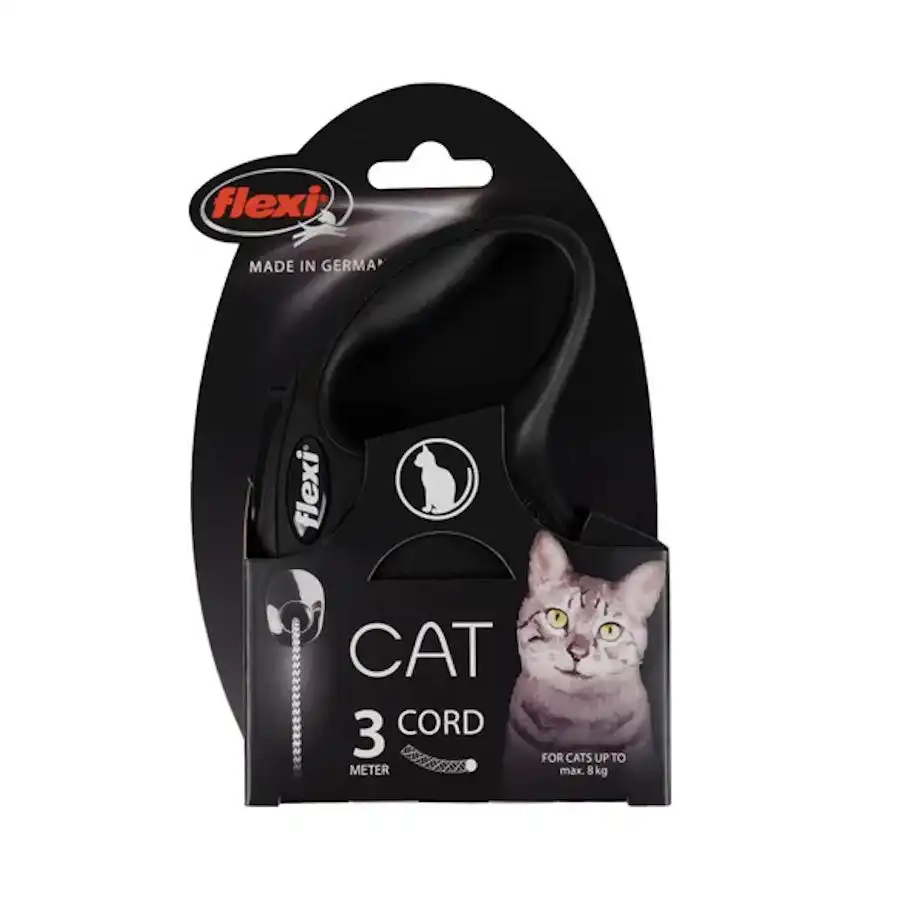 Flexi New Classic Correa Extensible Negra para gatos