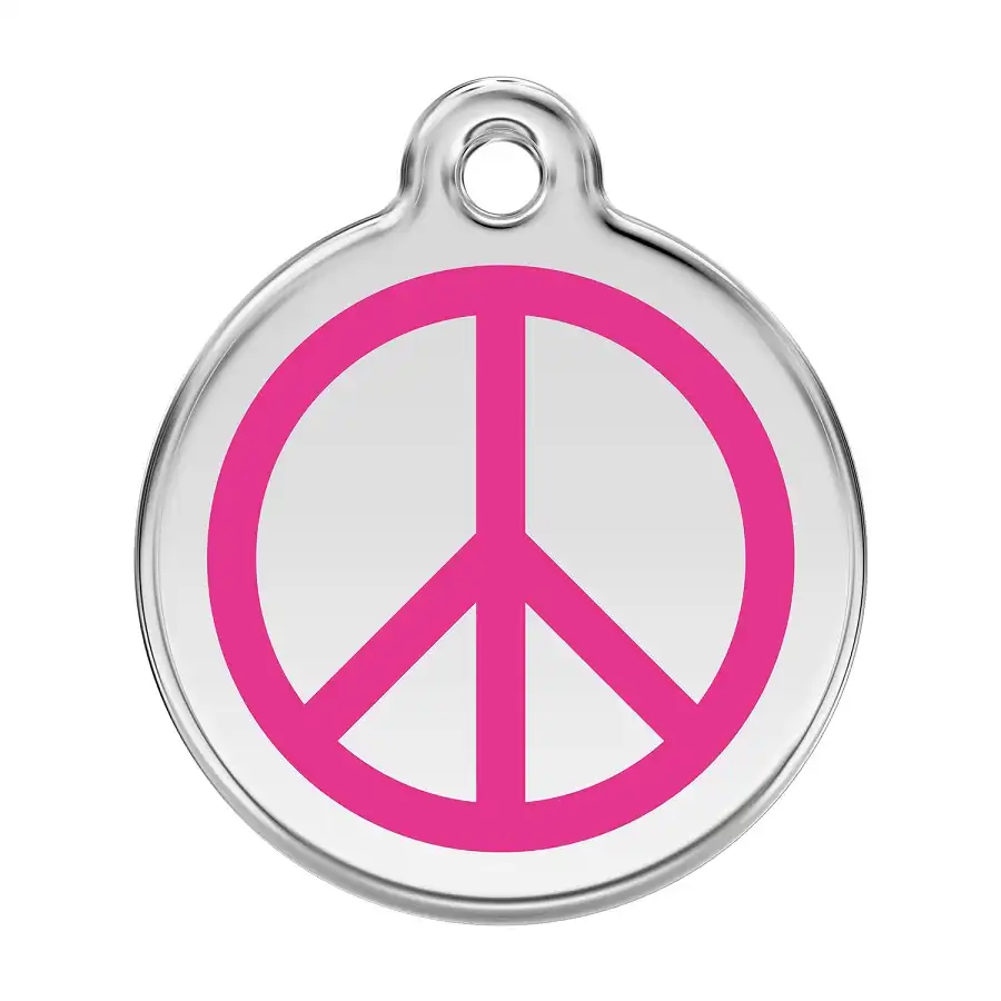 Placa identificativa Acero Inoxidable Esmalte Paz Rosa Fuerte para perros