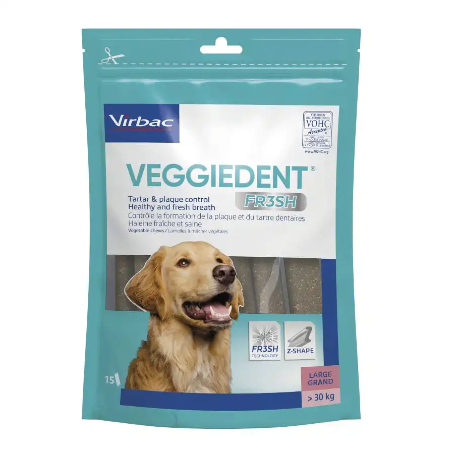 Virbac Snacks Dentales Veggiedent Fresh para perros de raza grande