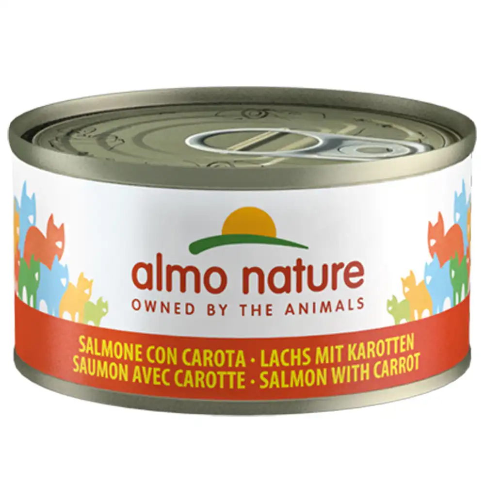 Almo Nature con pescado 6 x 70 g - Salmón y zanahorias en gelatina