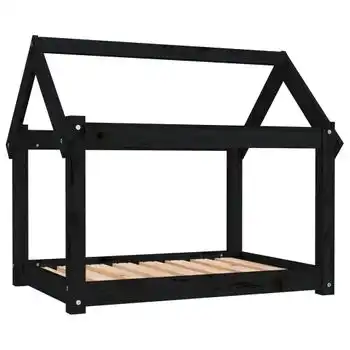 Cama Para Perros Madera Maciza De Pino Negro 81x60x70 Cm Vidaxl