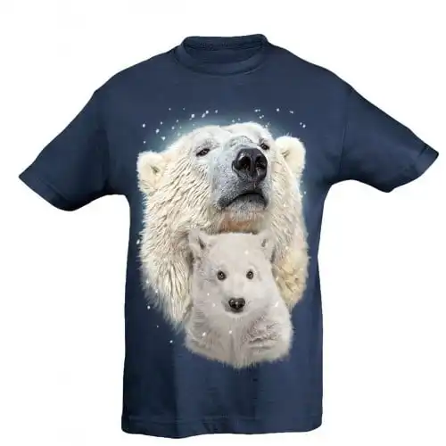 Camiseta Niño Oso Polar con bebé color Azul