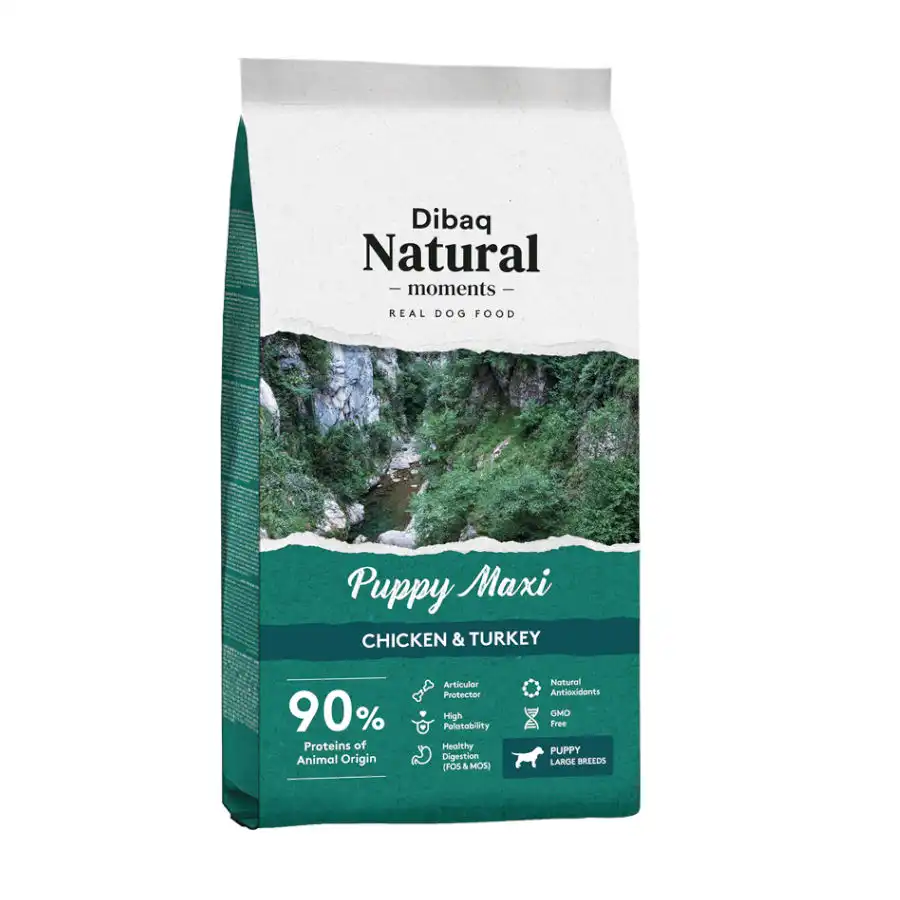 Dibaq Puppy Maxi Natural Moments Pollo y Pavo pienso para perros