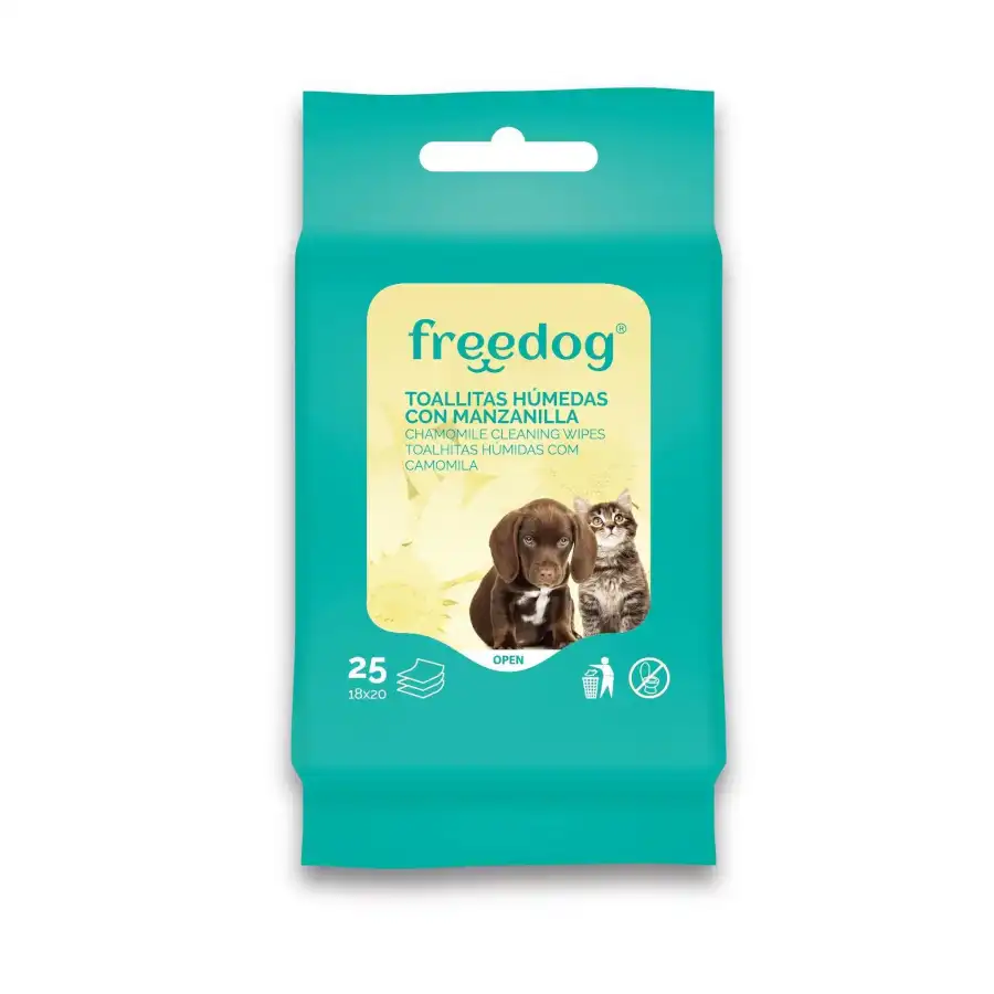 Freedog Toallitas Húmedas con Manzanilla para perros y gatos