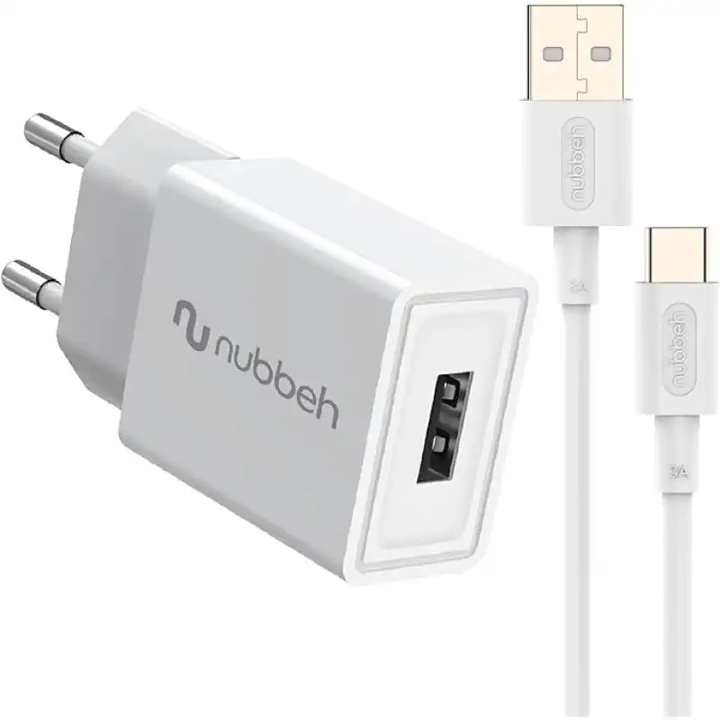Nubbeh Cargador Pared Bhoot USB-A 10W Blanco + Cable USB A-C