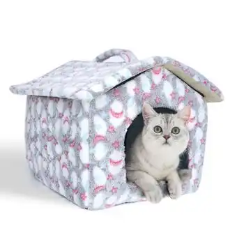 Cama Gato Cueva Suave Para Perros Gatos (m) L48*w45*h39cm Gris-nobleza