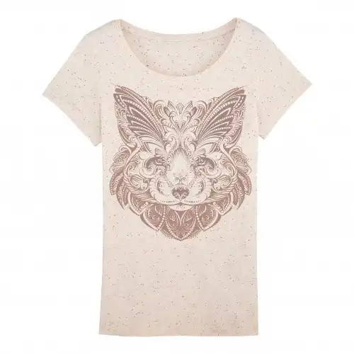 Camiseta Mujer Zorro Mandala color BEIGE