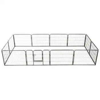 Corral Para Perros | Perrera Exterior 12 Paneles De Acero 80x60 Cm Negro Cfw755802