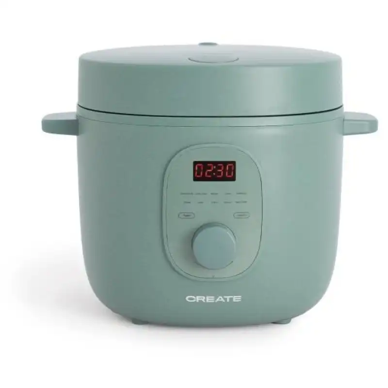 Create Rice Cooker Studio Arrocera Eléctrica de 2L con Cesta Vaporera Verde Sage