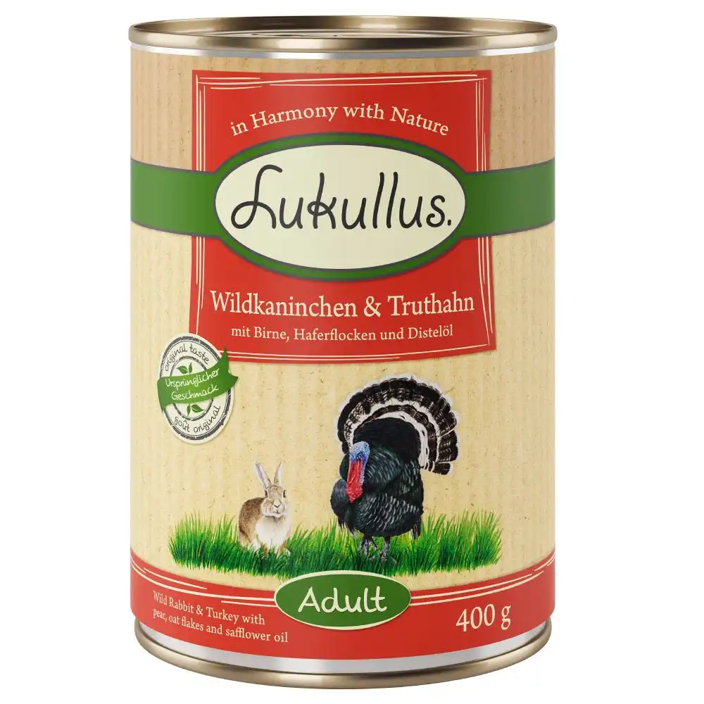 Lukullus con conejo de monte y pavo - 6 x 400 g