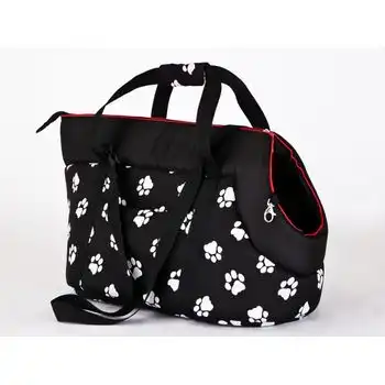 Bolsa De Transporte Para Perro O Gato Talla R3 30x58x32 Negro Huellas