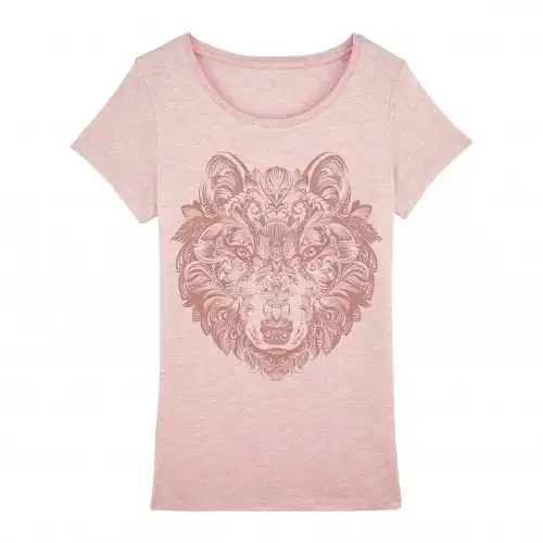 Camiseta Mujer Lobo Mandala color Rosa