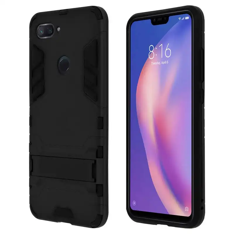 Avizar Funda Bumper Función Soporte Negra para Xiaomi Mi 8 Lite