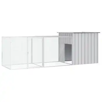 Gallinero De Acero Galvanizado Gris 300x91x100 Cm Vidaxl