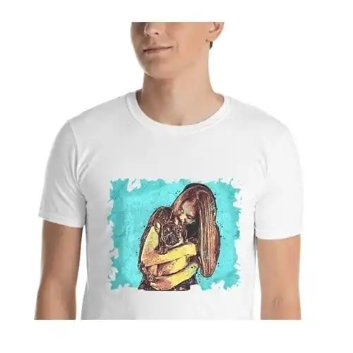 Mascochula camiseta hombre personalizada graffiti con tu mascota blanco