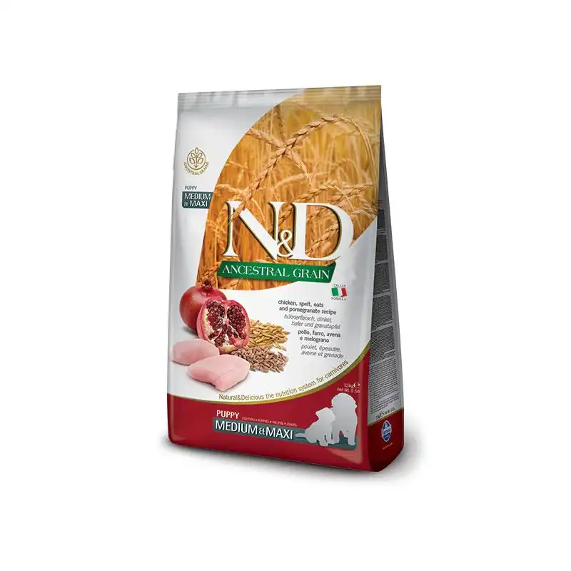 Farmina ND Dog Ancestral Grain Free Puppy Medium Maxi Pollo pienso para perros, Peso 2.5Kg