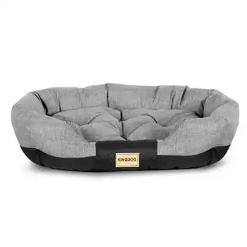 Kingdog Cama Ovalada Para Perro Gato Sofá Para Mascotas 100 X 75 Cm Impermeable Gris