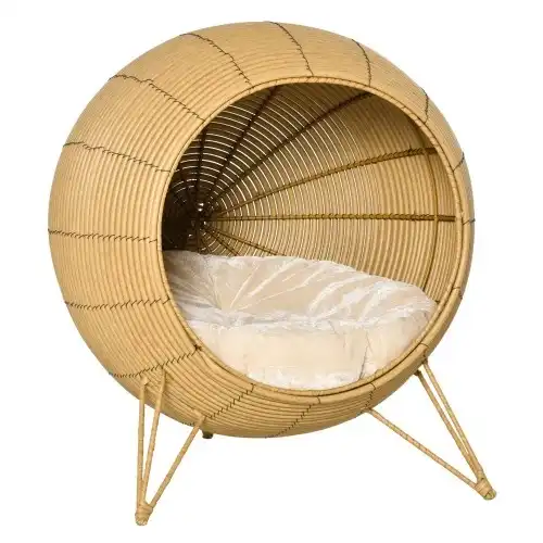 Cama cueva para gatos PawHut de mimbre