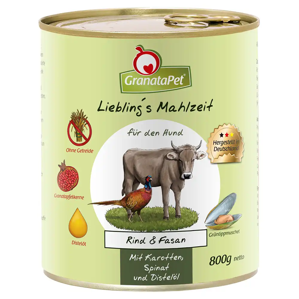 GranataPet Liebling's Mahlzeit  6 x 800 g - Vacuno y faisán