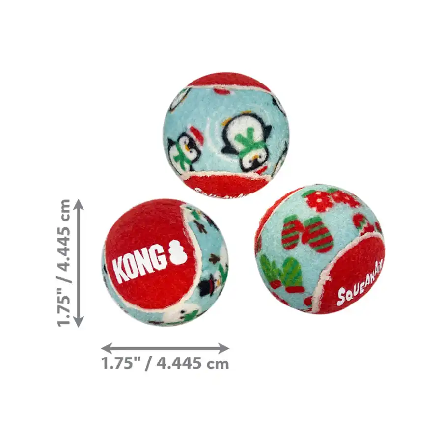 Kong Holiday Squeakair Pelota de tenis para perros – pack 6