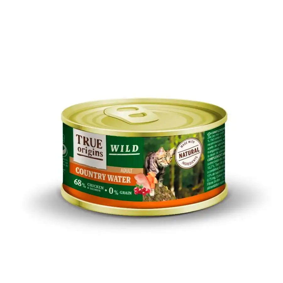 True Origins Wild Country Water Pollo lata para gatos