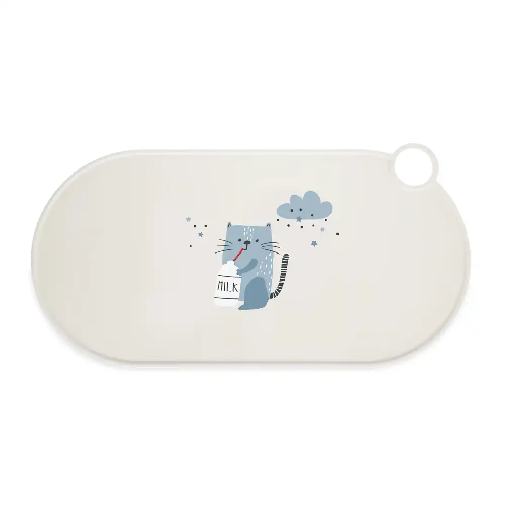 Alfombrilla para comederos TIAKI Silikon Milky Kitty - 50 x 25 cm (L x An)