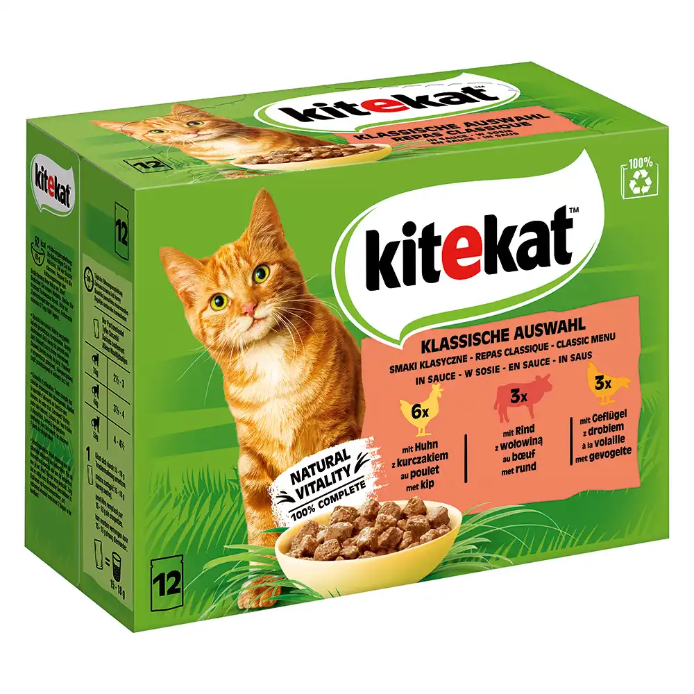 Kitekat en sobres 48 x 100 g - Pack Ahorro - Selección clásica en salsa