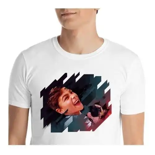 Mascochula camiseta hombre electronic personalizada con tu mascota blanco