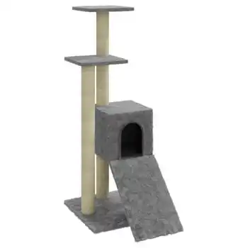 Rascador Para Gatos Con Postes De Sisal Gris Claro 92 Cm Vidaxl