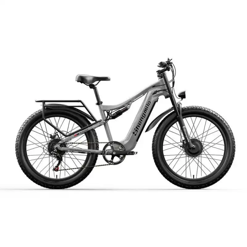 Shengmilo S600 Bicicleta de Montaña Eléctrica con Neumáticos Anchos 26" 2000W Motor Dual Gris