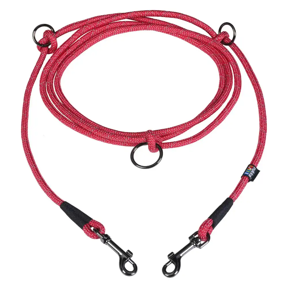 Correa de cuerda ajustable Rukka®, roja para perros - S: 300 cm de largo, 6 mm de diámetro