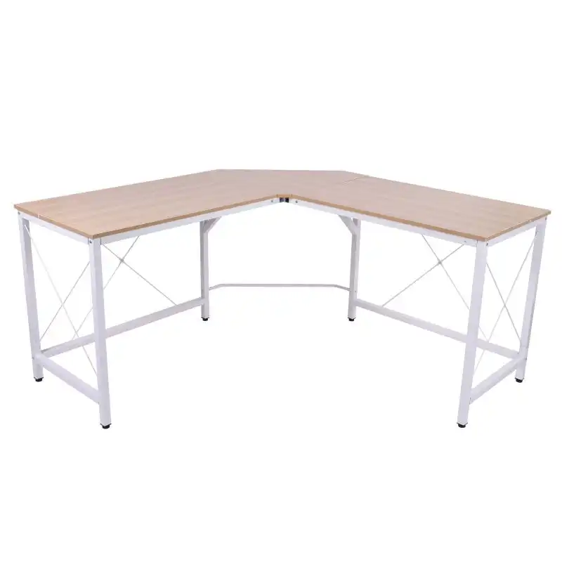 HomCom Escritorio en Forma de L con Marco de Acero 150x150x76 cm Roble