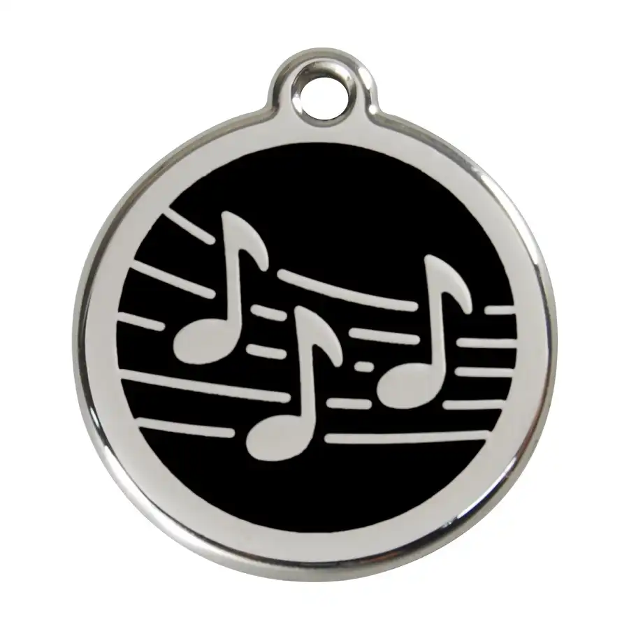 Placa identificativa Acero Inoxidable Esmalte Música Negro para perros