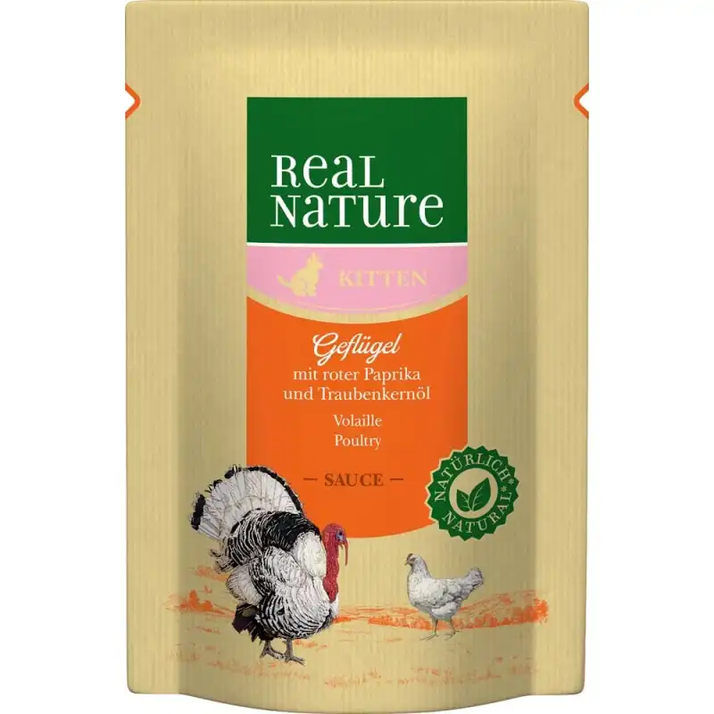 Real Nature Classic Para Gatitos Bolsitas Aves Salsa, Unidades 1 x 12 sobres 85gr