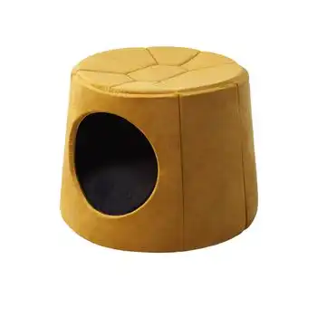 Caseta Y Cama Para Perro 2en1 Con Almohada Turtle R1 59x59x48 Amarillo