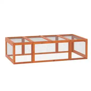 Conejera Exterior De Abeto Metal 180x90x48 Cm-pawhut. Natural