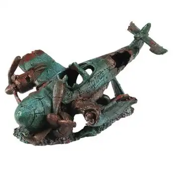 Avión Hundido 2 Para Acuario Poliresina 32,5x21,5x18cm Aqua D'ella