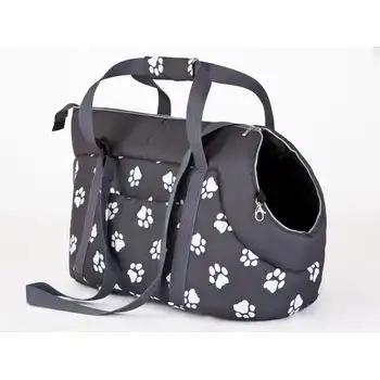 Bolsa De Transporte Para Perro O Gato Talla R2 25x50x27 Grafito Huellas