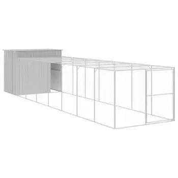 Caseta Perros Corral Acero Galvanizado Gris Claro 214x865x181cm Vidaxl