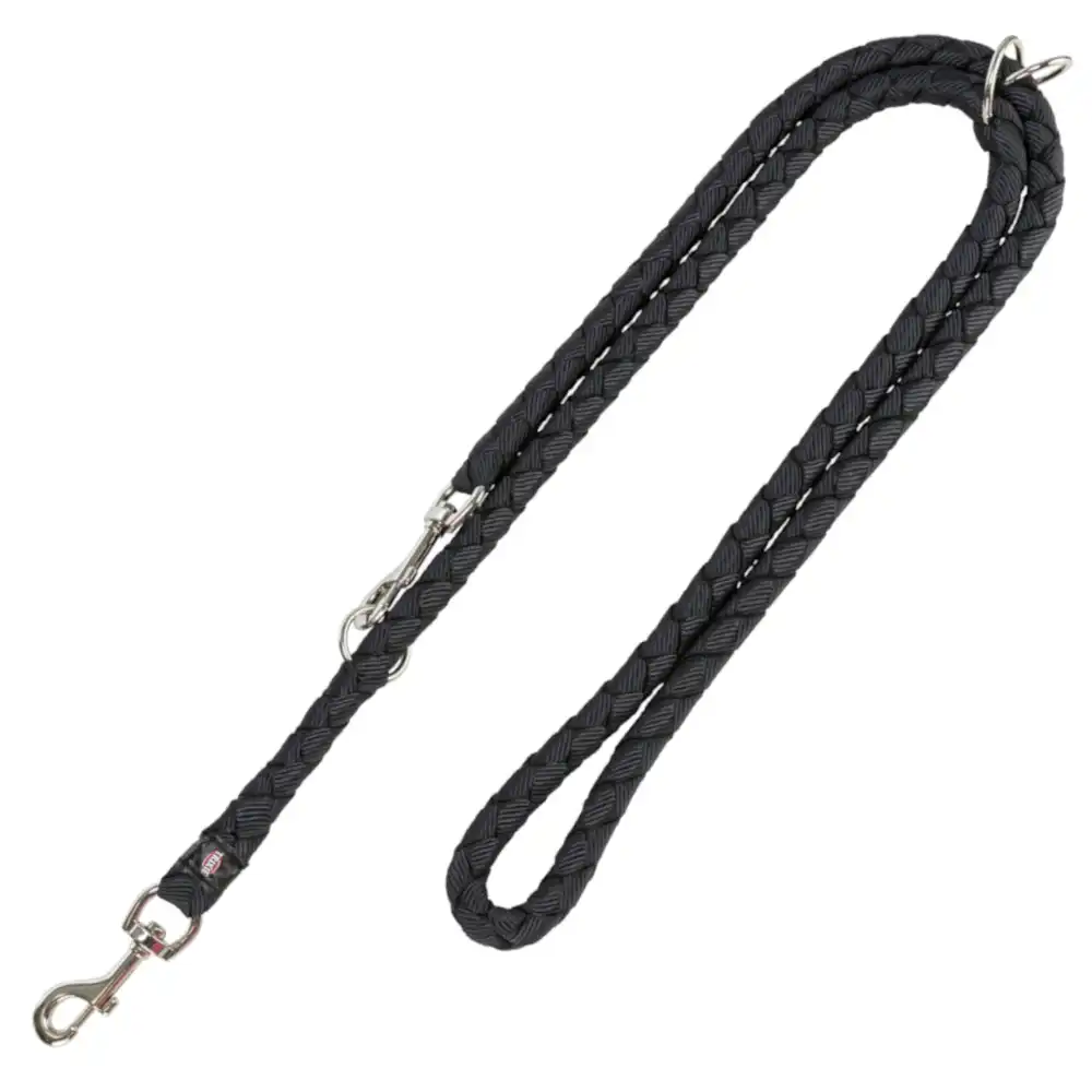 Correa ajustable Trixie Cavo negra para perros - T/S - M: 200 cm, 12 mm de ancho