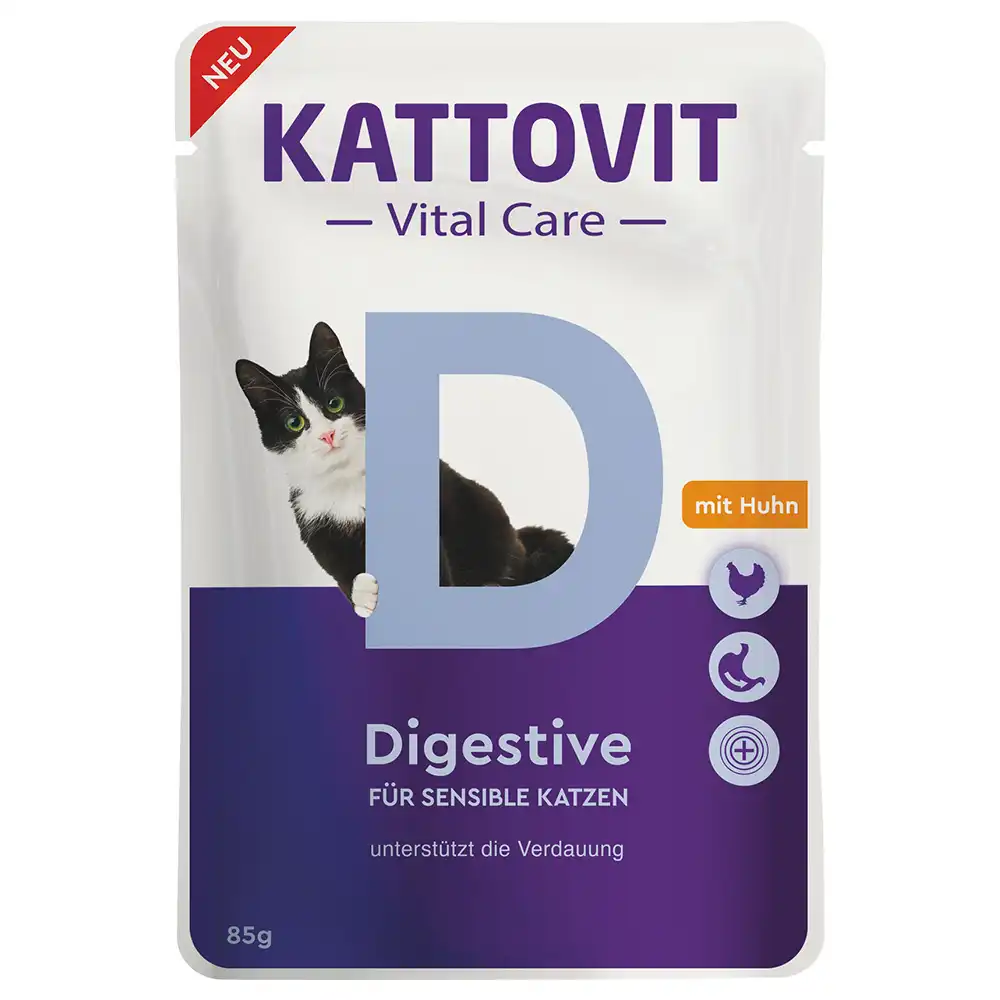 Kattovit Vital Care 12 x 85 g comida húmeda para gatos: ¡15 % de descuento! - Digestive con pollo