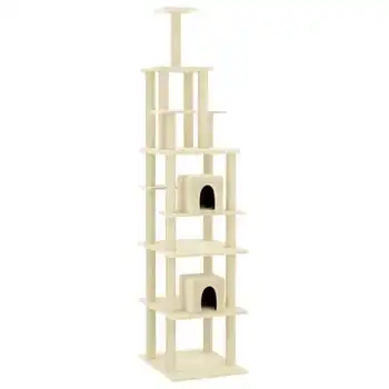 Rascador Para Gatos Con Postes De Sisal Color Crema 216 Cm Vidaxl