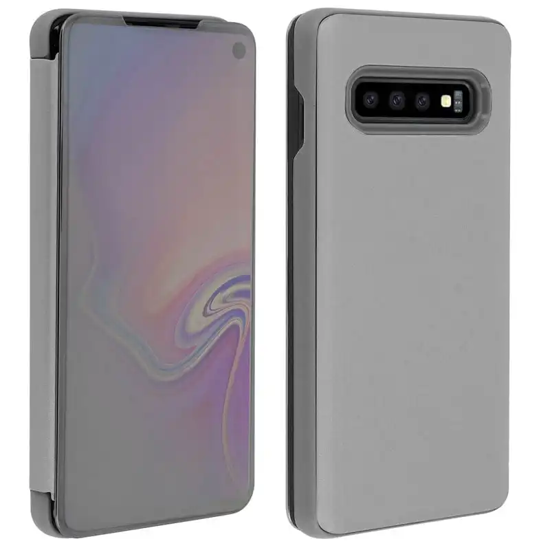 Avizar Funda Tapa Translúcida Efecto Espejo Plateada para Samsung Galaxy S10
