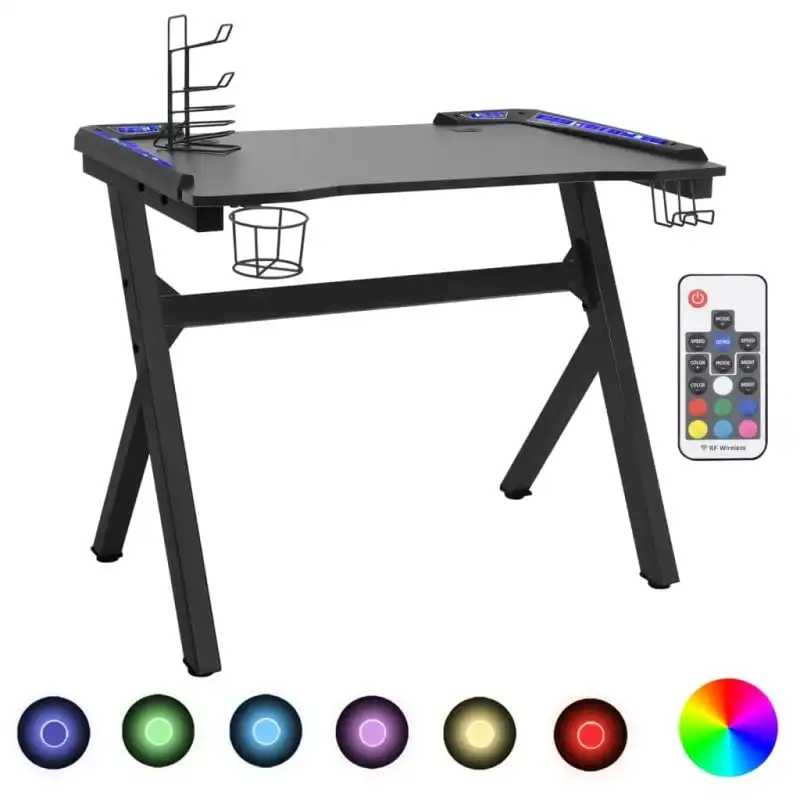 Vidaxl Escritorio Gaming Led Con Forma De Y Negro 90x60x75 Cm