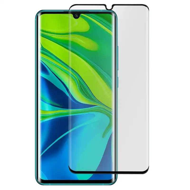 Avizar Protector Cristal Templado Negro para Xiaomi Mi Note 10 Lite