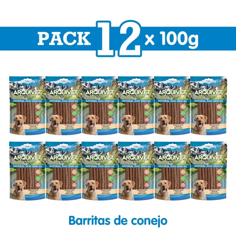 Barritas de conejo 100gr Snack para perros, Unidades 12 unidades