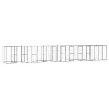 Perrera De Exterior | Jaula Para Perro | Parque Para Mascotas De Acero Galvanizado Con Techo 26,62 M² Cfw783979